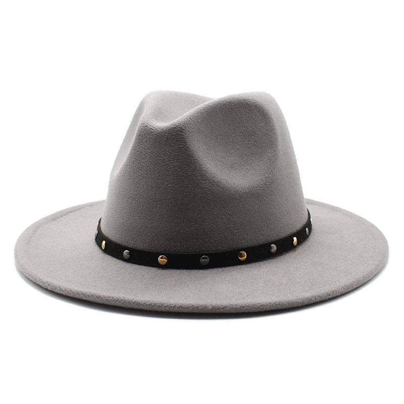 2021 Season Big Eaves Hat Flat Edge Top Hat Men And Women White Woolen Jazz Hat