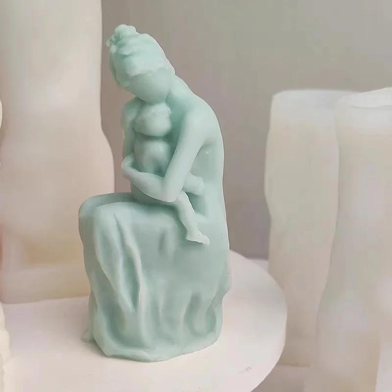 Home Crafts Girl Silicone Candle Molds DIY Rose Blindfolded Female Aromath Gpysum Home Decor Making Women Head Art Candle Mould