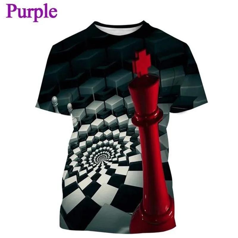 Men's 3D Chess T-shirt, Funny Graphic T-shirt, Original, Exterior, Short Sleeve, Casual, Neck, Neck, Summer Trend
