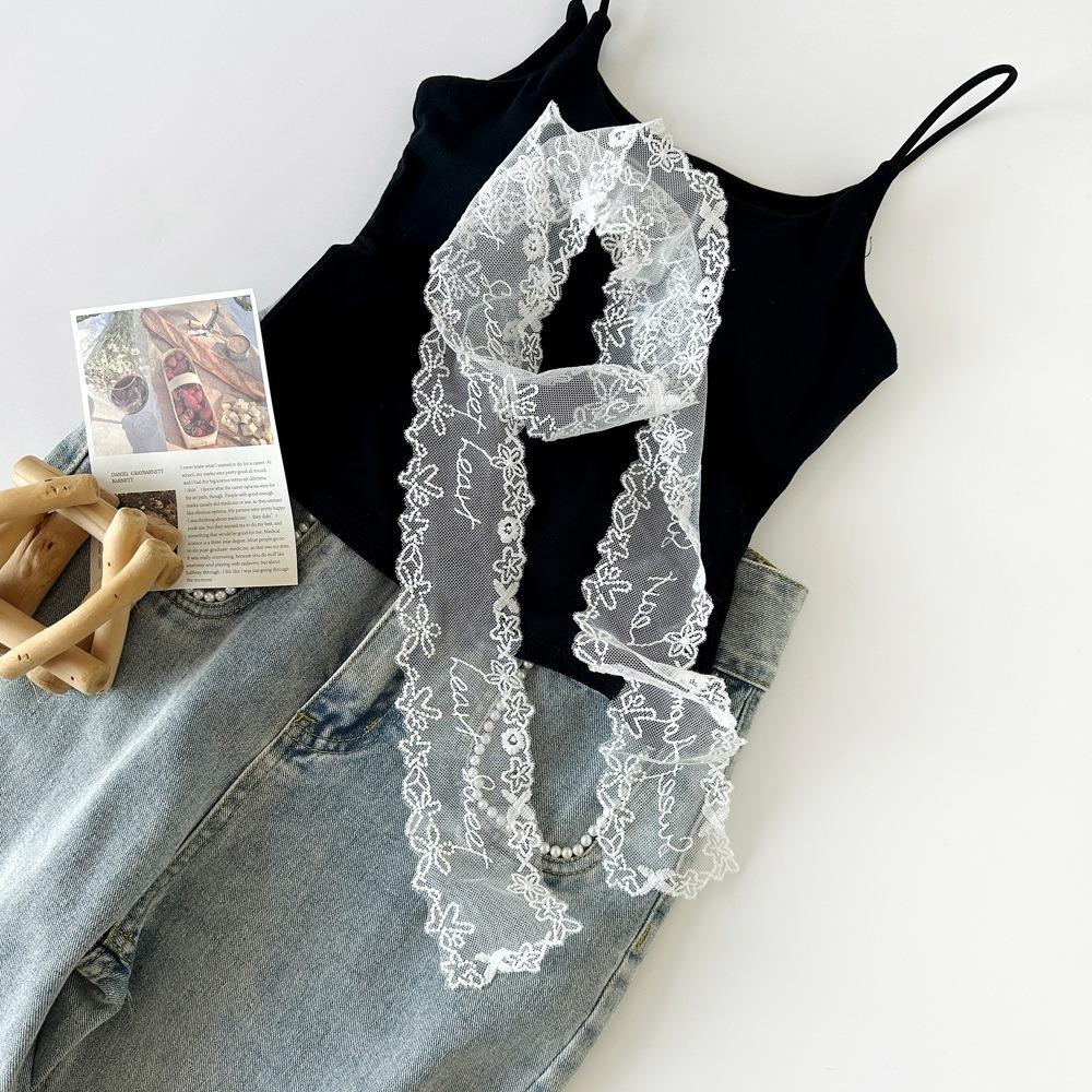 French Lace Lace Waistband Hollow Embroidery Thin Dress Belt Unique Tie Up Belt  Summer Season