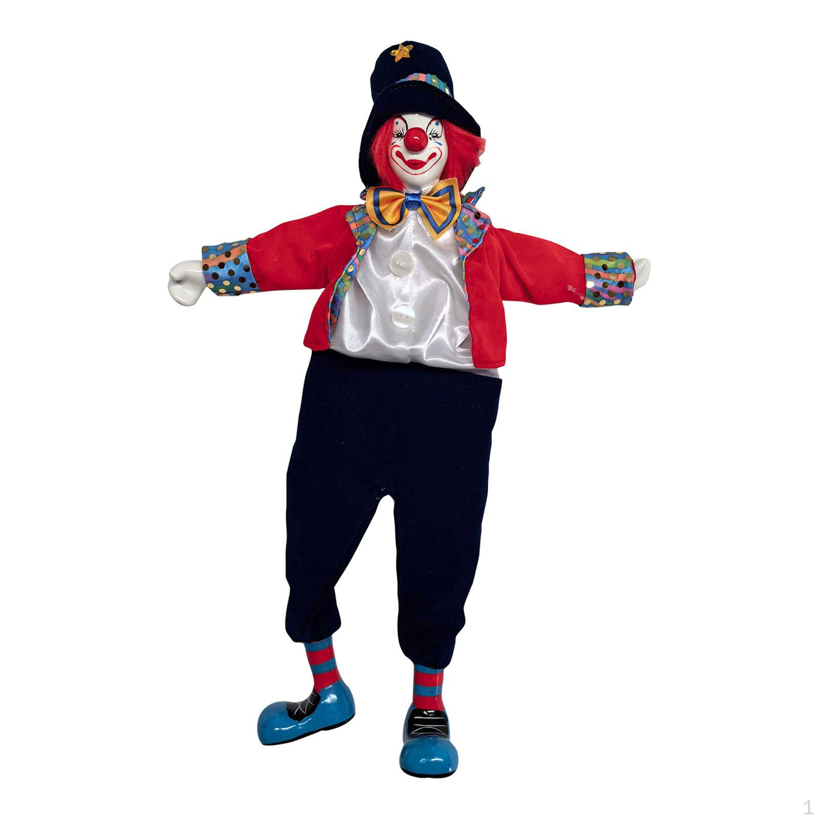 Clown Doll Figure,Collectible,Halloween Ornament Porcelain Model 43cm for Desktop Home