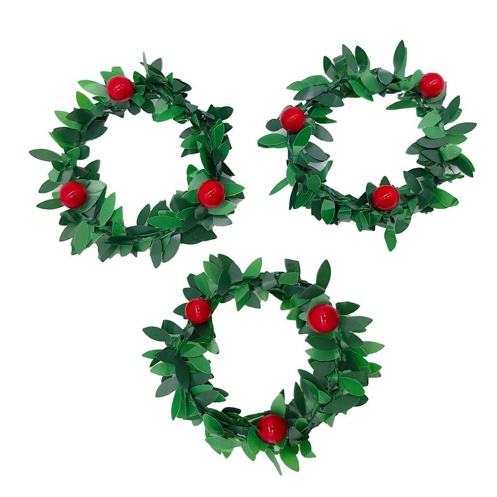 Cross-Border Christmas Floral Vine Napkin Ring - Iron Wire Green Leaf Wreath for Table Decoration