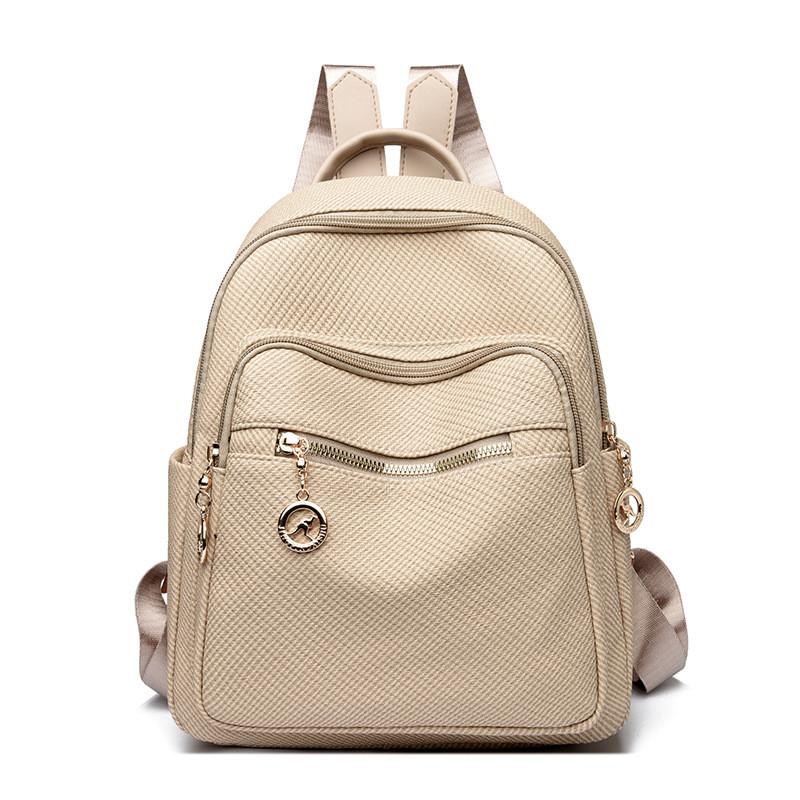 IELGY Ladies Large-Capacity Solid Color Temperament Fashion Backpack Casual Korean Simple Travel Backpack