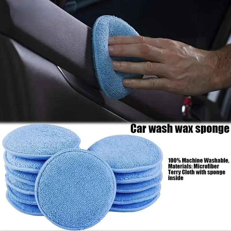 Car Detailing Applicator Pads Car Care Waxing Polish Sponges Soft Microfiber Round Pocket Foam Sponges Car Cleaning Tools