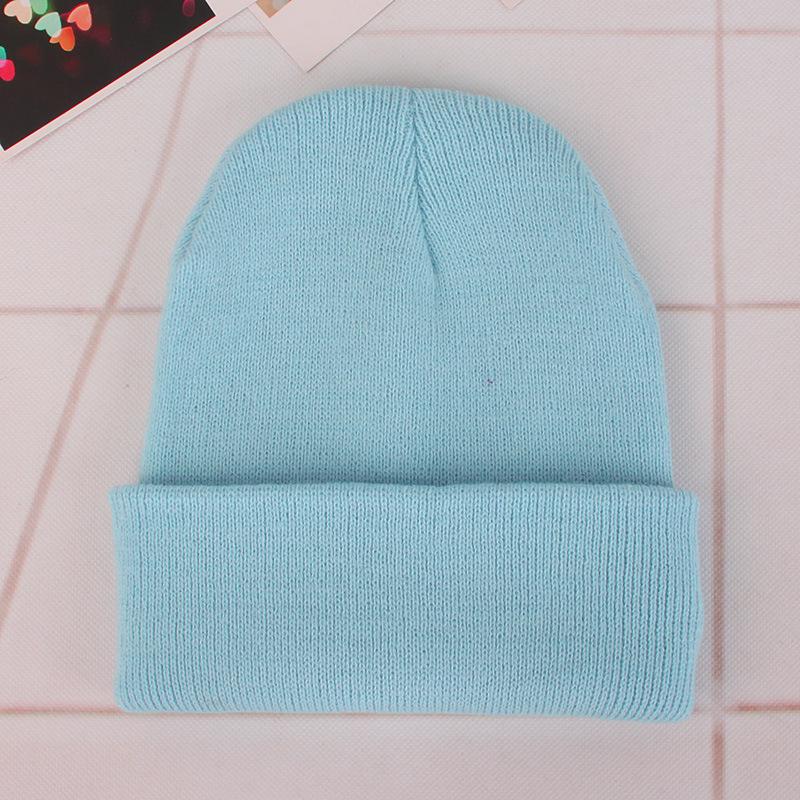 Unisex Fluorescent Acrylic Beanie – European and American Candy Color Knit Hat for Autumn and Winter