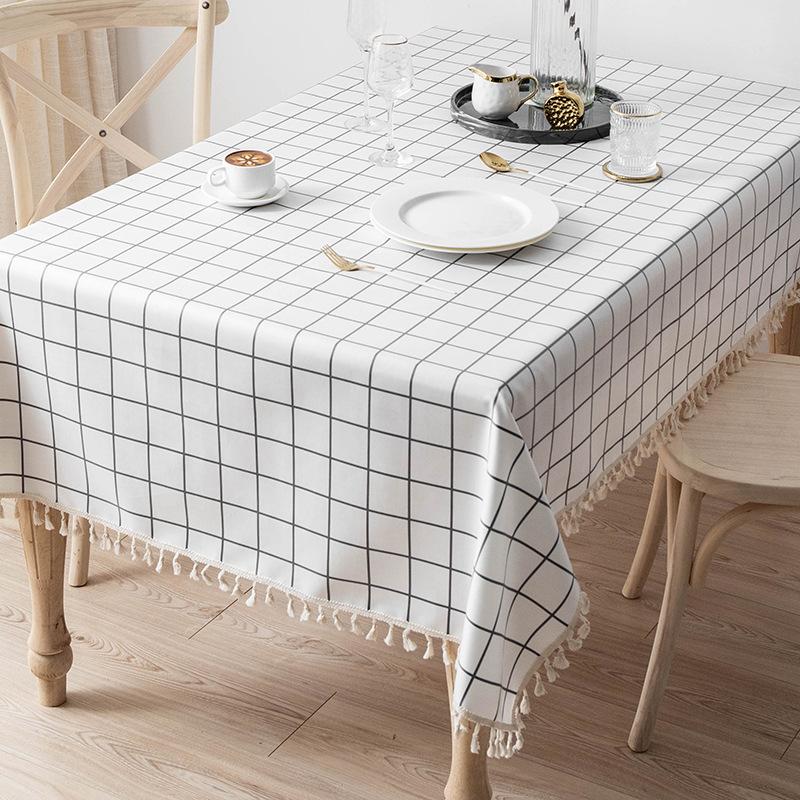 Rectangle Tablecloth Cotton Linen Square Waterproof Table Cloth Oil-Proof Table Cover For Home Kitchen Garden Restaurant Decor
