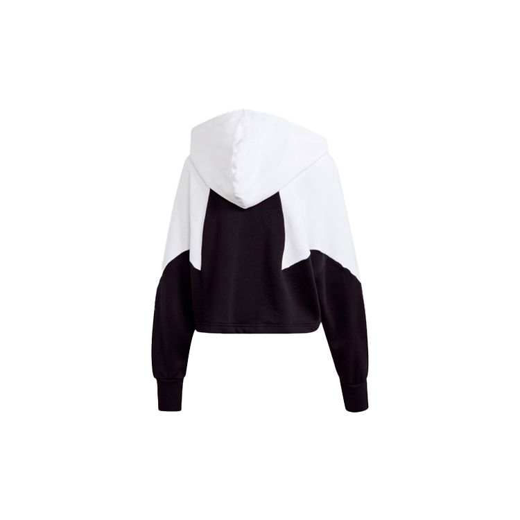 Adidas Originals Large Logo Hoodie Short Vintage Sports Pullover Color Block American Sweatshirt Women hoodies Black White GD2404