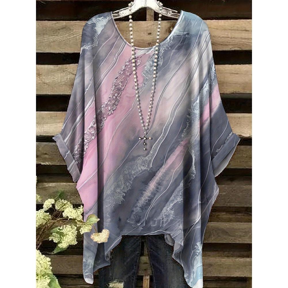 Letnie Proste Koszulki Graficzne z Nadrukiem w Paski Ubrania Moda Damska Vintage Koszulka z Krótkim Rękawem Street Fashion Damski Top