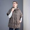 Autumn and winter new fashion hooded bat sleeves loose warm pressed glue white duck down vest side deduction