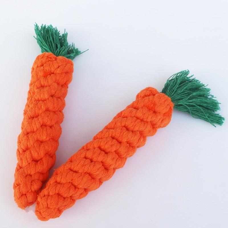 Dog Chew Toy Carrot Dog Bite Rope Pet Dog Toy Dogs Molar Teeth Cleaning Cotton Rope Puppy Carrot Cotton Rope Pet Toy Accessories