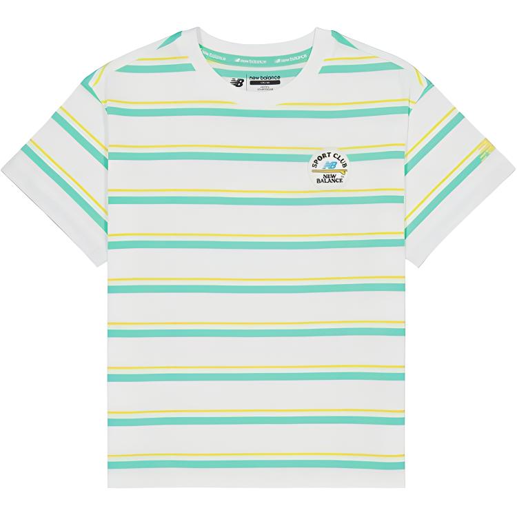 New Balance T Shirt Yellow Green Stripes Kids 7EE22013-MNT 150