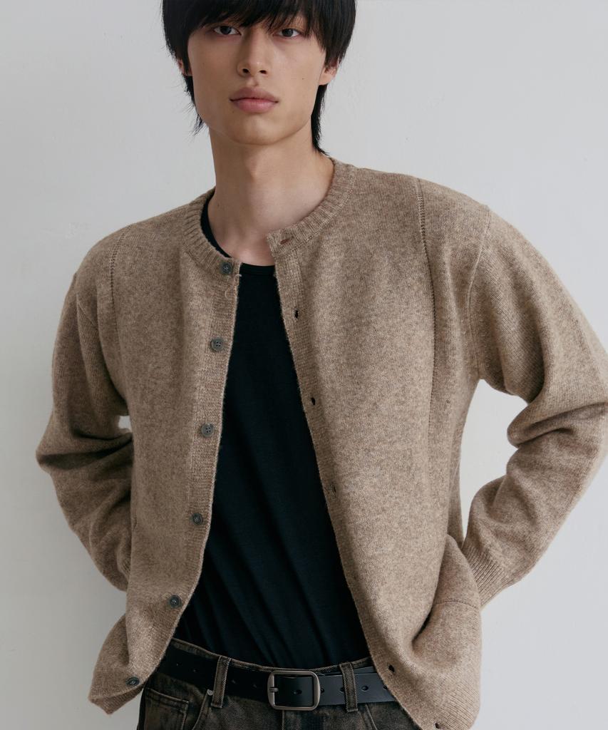 Nodu Single Line Round Cardigan [Beige]
