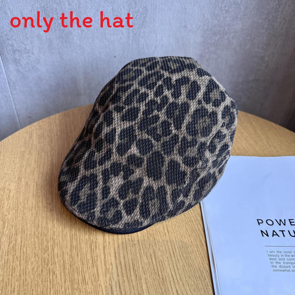 Vintage Leopard Print Newsboy Cap With Sun Protection For Casual Women And Men