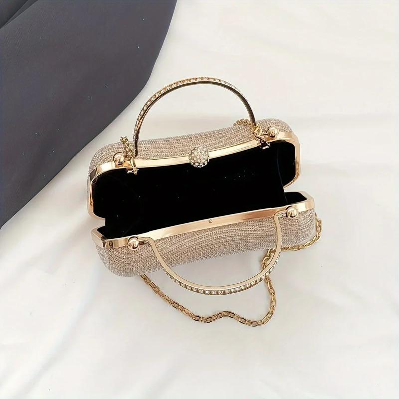 Shiny Mini Evening Bag, Rhineste Chain Purse, Luxury Glitter Banquet Handbag, Perfect For Party, Wedding, Prom, Dinner/Banquet
