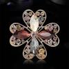 Stylish Rhinestone Hollow Four Leaf Clover Brooches for Women Plant Pin Event Party Backpack Decoration Clothes Accessories