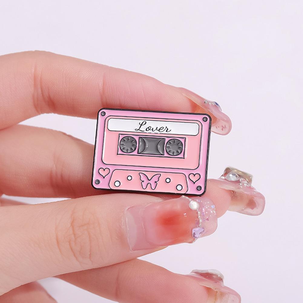 Men Women Cartoon Magnetic Tape Brooch Cute Music Tape Pin Lapel Pin For Jacket Shirt Hat Vintage Pin Accessories