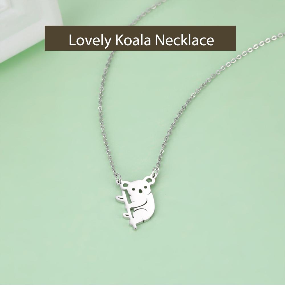 Cazador Australian Koala Pendant Necklaces for Women Stainless Steel Animal Cute Jewelry Collar Necklace Mother's Day Gift