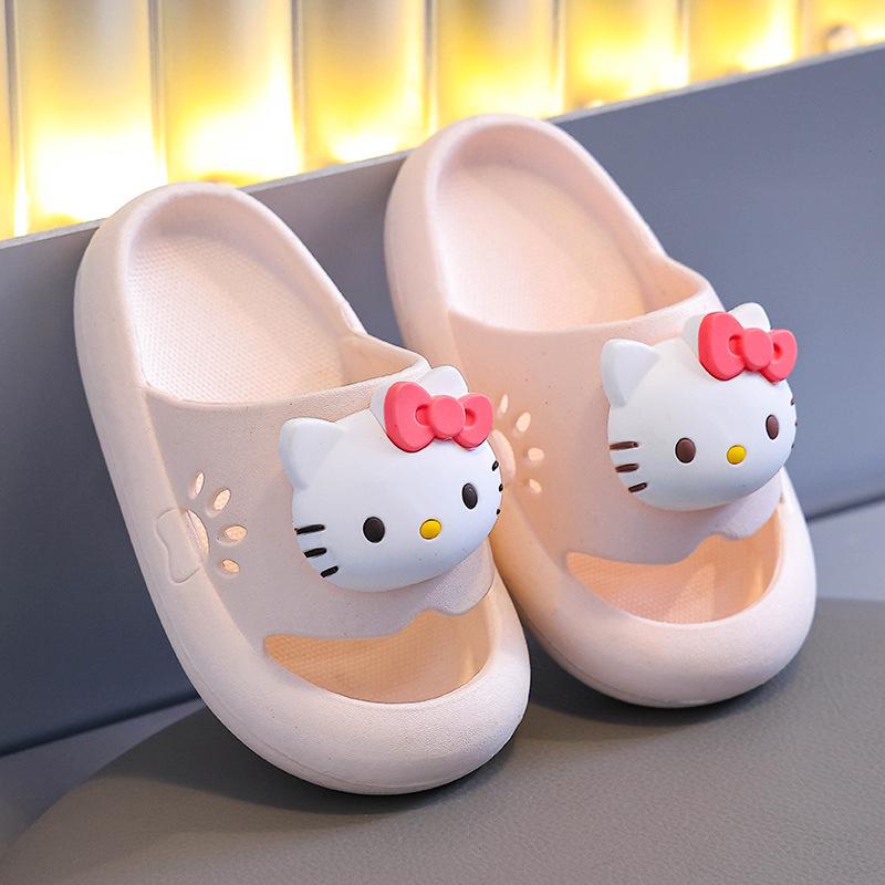 Summer Cute Kuromi Girls Kids Slippers Hello Kitty Sanrios Anime Parent-Child Kawaii Cinnamoroll Home Cartoon Non-Slip Shoes