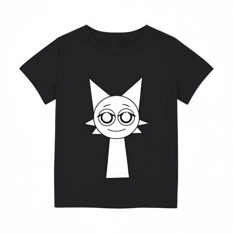 

Sprunki Хлопок Короткий Рукав Одежда Дети Солнце Играть Футболка Incredibox Девочки Короткий Рукав Мальчики Аниме Милая Повседневная Одежда 100cm чёрный