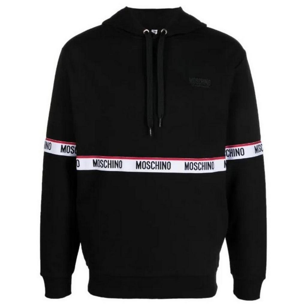 Moschino Mens Branded Tape Hoodie