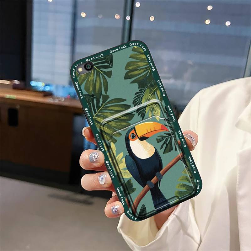 Dirt-resistant Soft case Phone Case For Xiaomi Redmi GO Card slot protective TPU Card bag Full wrap Fashion Design Cover