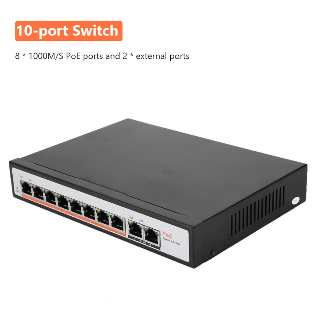 Switch Ethernet Gigabit PoE de 8+2 puertos con monitorización integrada para cámara IP