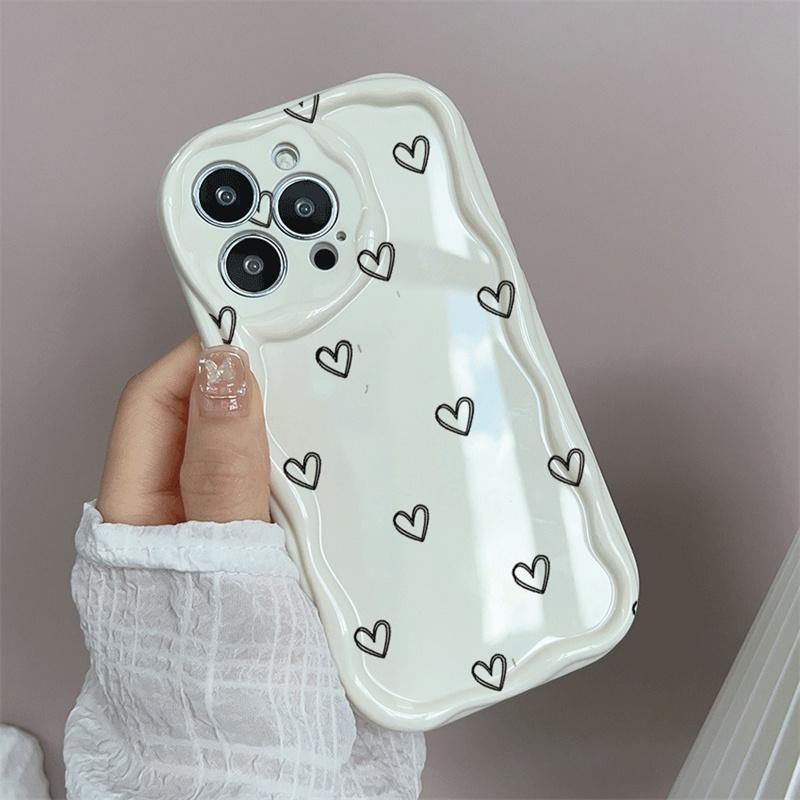 Case For Xiaomi Redmi 15 15C 14C 13C 12C 13 12 A5 Note 12 13 14 Pro Plus 5G 11S 10 11 Pro 4G Cute Simple Black Line Heart Cover
