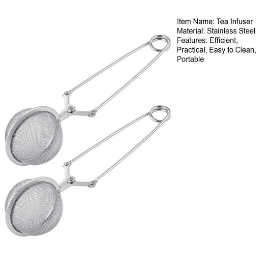 Stainless Steel Tea Infuser with Handle Mesh Snap Ball Tea Strainer Reusable Metal Tea Steeper with Tong Pincer for Loose Tea Herbs Spices