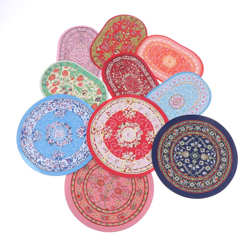 1:12 Dollhouse Miniature Round Floor Rug Cover Oval Carpet Floor Mat Model Bedroom Living Room Decor Toy Doll House Accessories