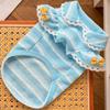 Ruffle Sleeves Dog Lace Knit Vest Stripe Design Pet Hoodie Lightweight Dog T-Shirt  Photography