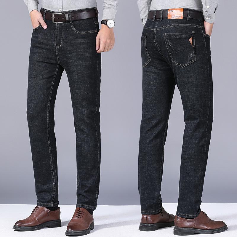 Autumn New Blue Jeans Men's Slim Long Trousers Male Elastic Straight Casual Men's Trousers