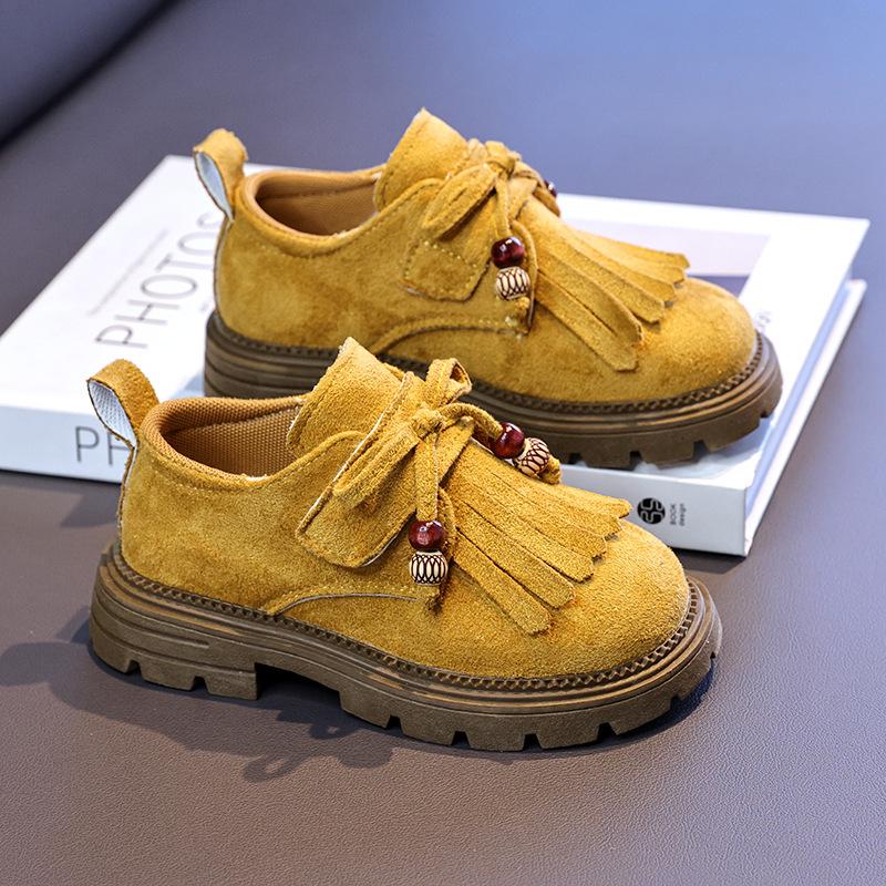 Girls' Tassel Birkenstock-Style Soft-Soled Velcro Loafers - Retro Leather Kids' Shoes (2025)