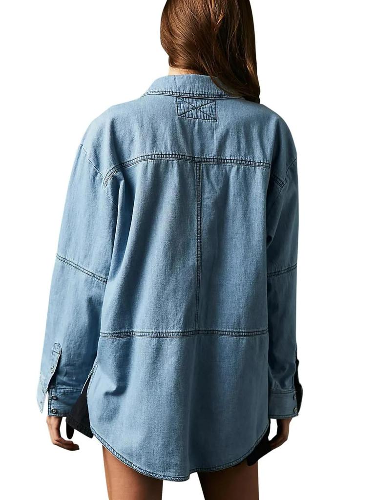 European-American Slim Fit Lapel Denim Jacket for Women