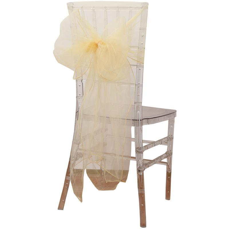 Sheer Organza Chair Sashes 275cm Wedding Chair Bows Back Veil Chair Cover Sashes for Bridal Shower Party Banquet Event 10Pcs Set
