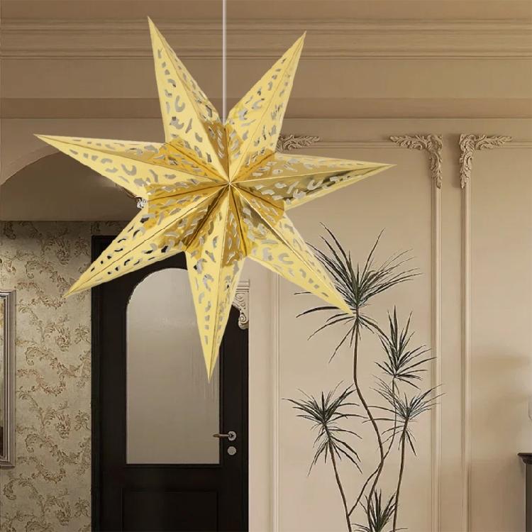 Decorative Paper Star Lanterns Light Cover Lampshade Easy Assembly Enhances Christmas Birthdays Celebration Atmospheres