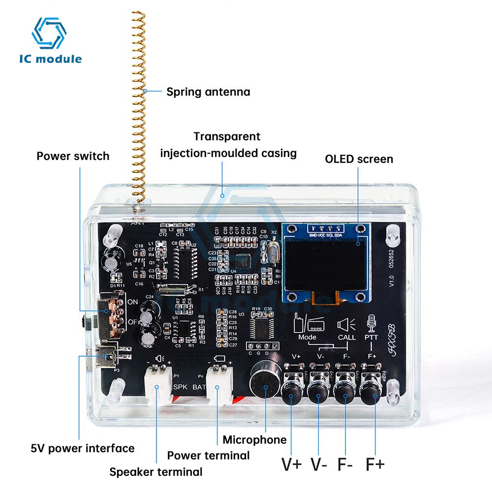 FM Radio DIY Kit with Walkie Talkie Function 0.96" OLED Screen Wireless Intercom FM Radio Welding Practice Loose Parts