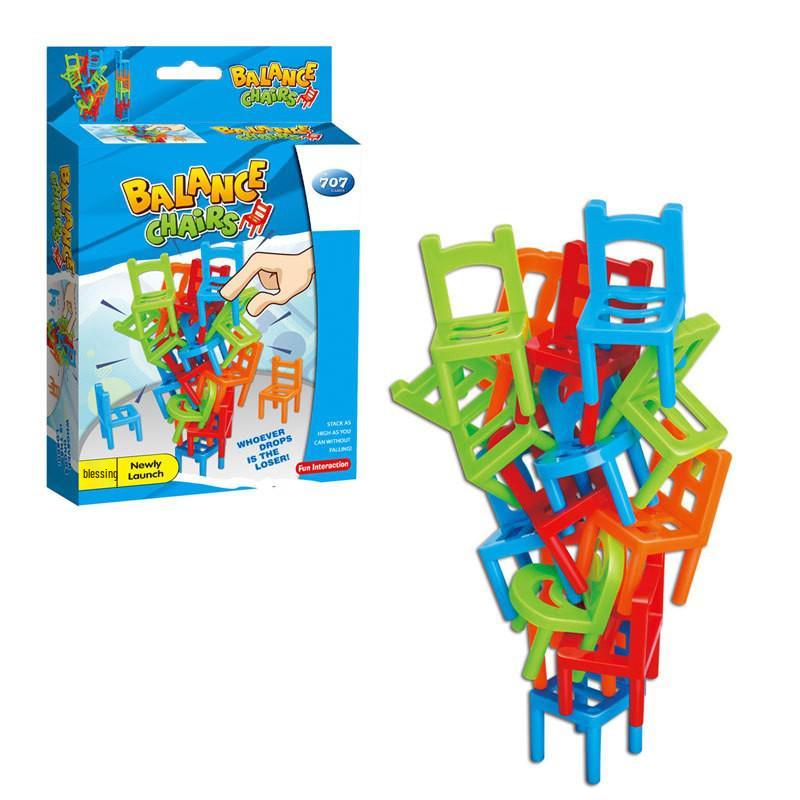 Kids' Educational Stacking Stools & Chairs Set: Interactive Parent-Child Party Game Toy