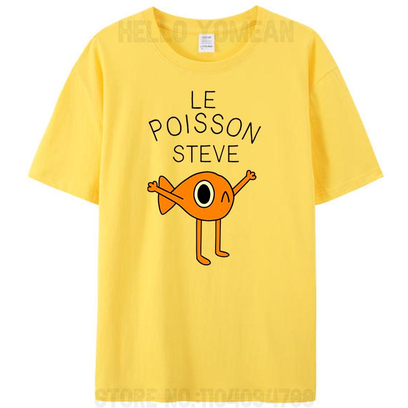 

Le Poisson Steve Meme Vintage Funny Fish Teens Women Men s Summer 100% Cotton Tee T-Shirt Tops M