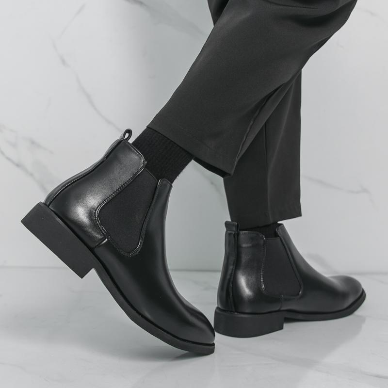 Men’s Chelsea Short Boots Business Formal High Top Boots Brown Tuxedo Ankle Boots Black Boots Large Size