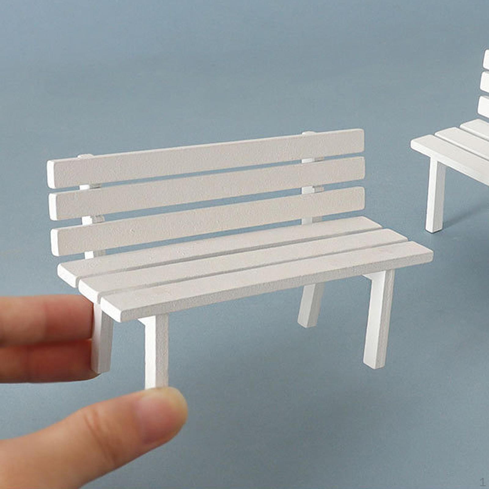 

Miniature Garden Bench Mini Patio Furniture Chair Model Pretend Play DIY Fitments