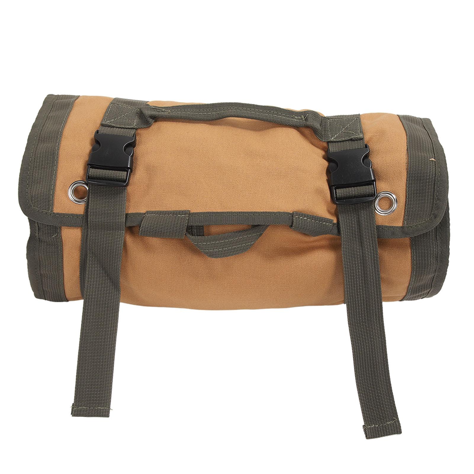 Tool Bag Multipurpose Wall Hanging Foldable Multi Pockets Canvas Roll Up Tool Bag for Mechanic Electrician Hobbyist