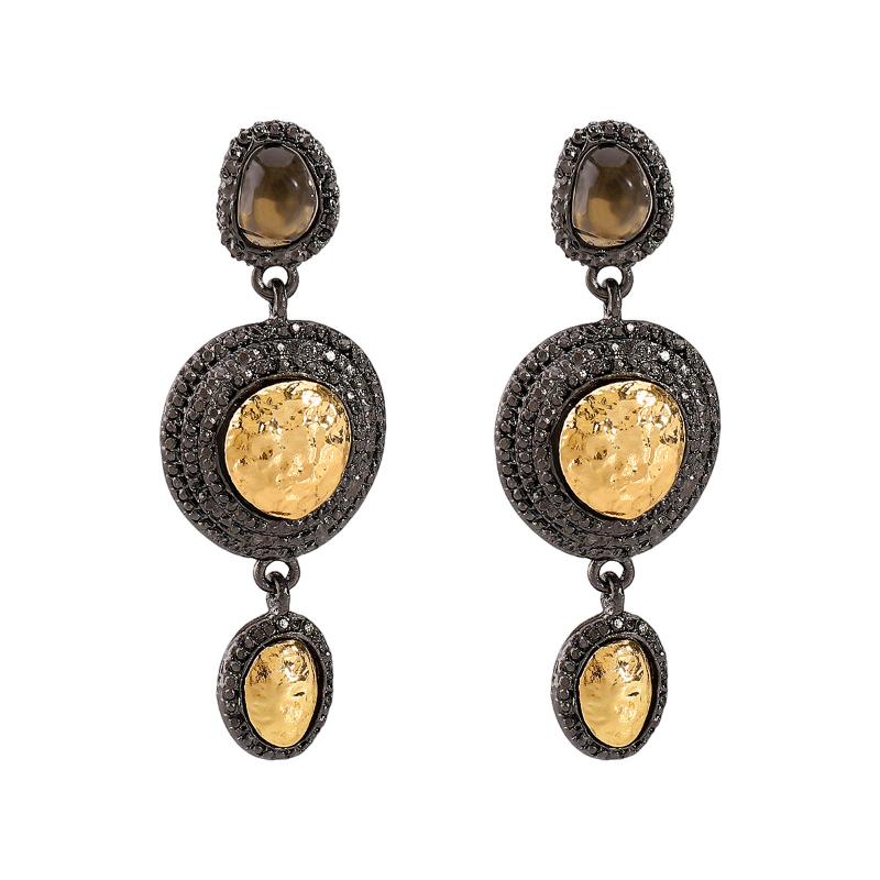 Bejewelled Earring For Women Bohemia Vintage Round Pendant Earrings Elegant Accessories Banquet Party Jewelry Gift