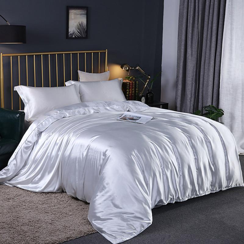 Bedding Duvet Cover Set Soft Silky Textured Comforter Cover with Corner Ties and Zipper Closure, Envelop Pillowcase