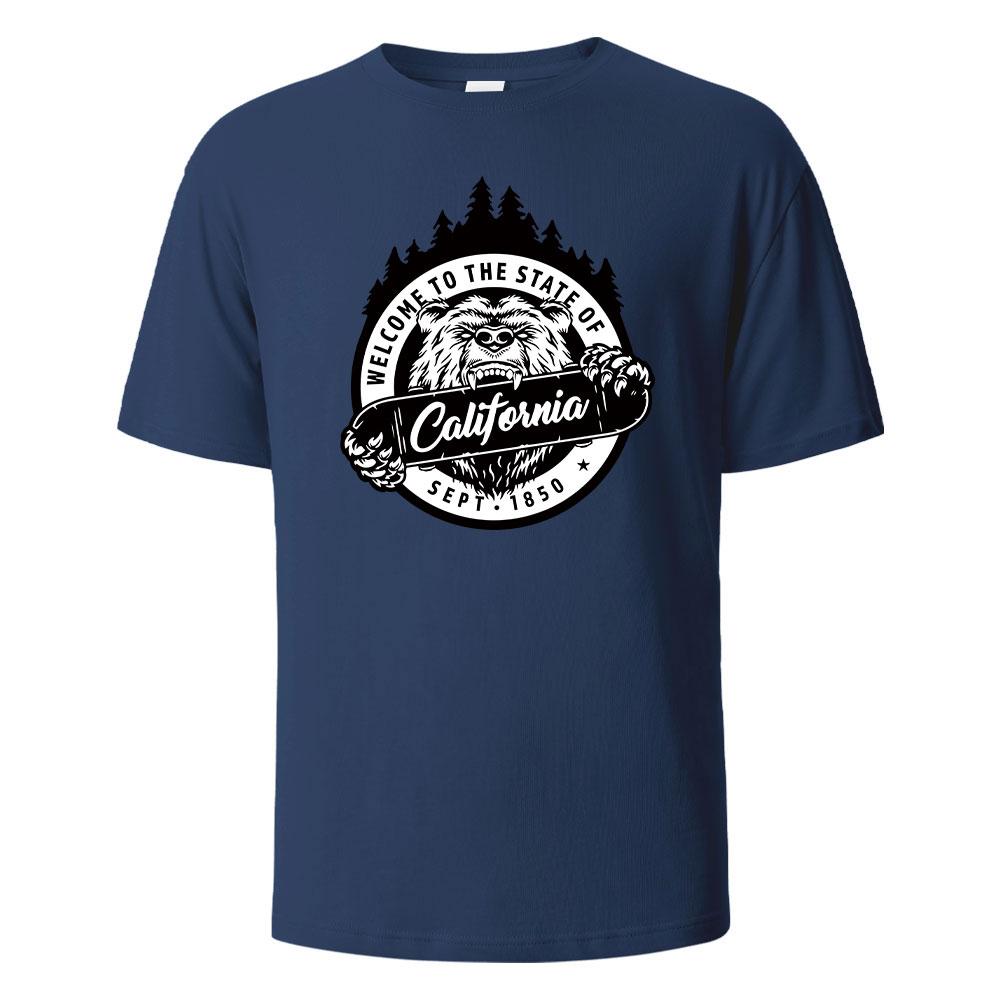 

Men s Printed T-Shirt California 100% Cotton Top Men s and Women s Summer Breathable Short Sleeve O-Neck Basic T-Shirt High XXXXL