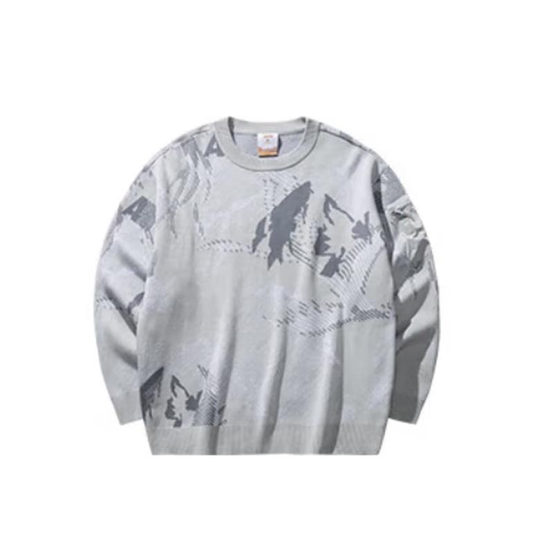 ANTA Men's Printed Crew Neck Cotton Knit Sweater
