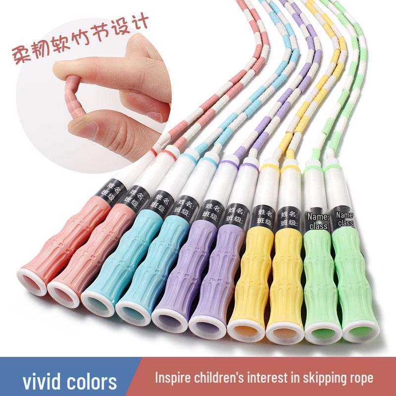 Adjustable Children's Bamboo Beaded Jump Rope for Fitness