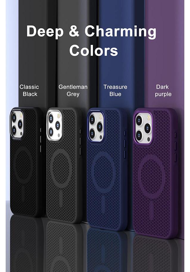 Honeycomb Heat Dissipation Magnetic Case for iPhone 15 Pro Max - Drop-Proof and Skin-Feel Protective