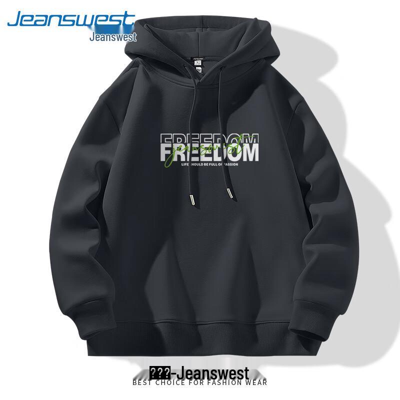 Jeanswest 2025 Spring Unisex Letter Graphic Hooded Sweatshirt