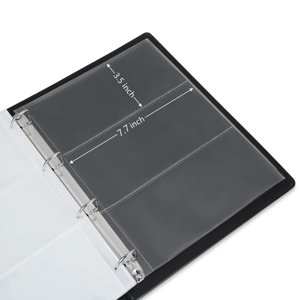 MUDOR 60-Pocket Currency Storage Pages, PP Material, PVC, Acid-Free, 3-Pocket Page Bill Holder, Collector Refill Sheets, 4-Hole Filler Sleeves