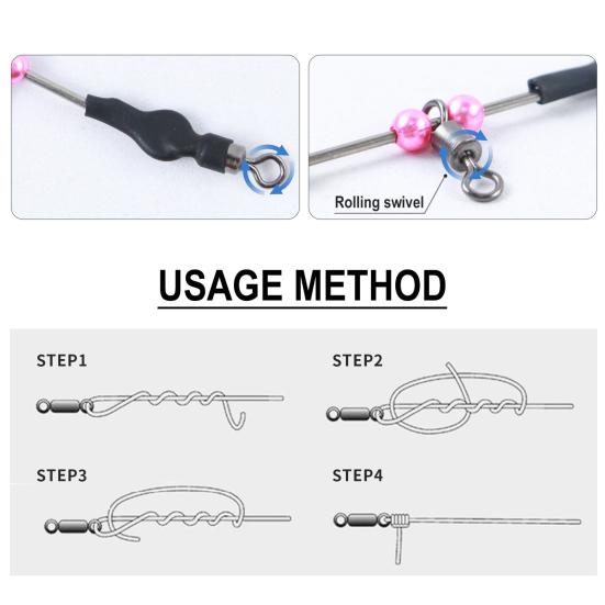 3Pcs Bearing Swivel Fishing Connector Set Mini Size Portable Simple Installation Outdoor Fishing Rotary Ring Connectors